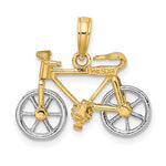 Załaduj obraz do przeglądarki galerii, 14k Yellow White Gold Two Tone Bicycle 3D Moveable Pendant Charm
