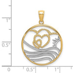 Carregar imagem no visualizador da galeria, 14k Yellow Gold Rhodium Hearts Sun Water Beach Ocean Sea Pendant Charm
