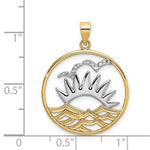 Lade das Bild in den Galerie-Viewer, 14k Yellow Gold Rhodium Sunset Water Seagulls Beach Ocean Sea Pendant Charm
