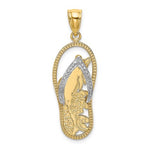 Załaduj obraz do przeglądarki galerii, 14K Yellow Gold Rhodium Flip Flop Sandal Dolphin Pendant Charm
