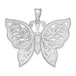 Carregar imagem no visualizador da galeria, 14k White Gold Butterfly Diamond Cut Large Pendant Charm
