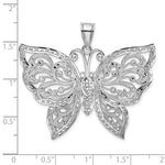 Lataa kuva Galleria-katseluun, 14k White Gold Butterfly Diamond Cut Large Pendant Charm
