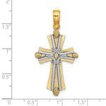 Φόρτωση εικόνας στο εργαλείο προβολής Συλλογής, 14k Gold Yellow Gold and Rhodium Two Tone Cross Rope Pendant Charm
