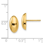 Загрузить изображение в средство просмотра галереи, 14k Yellow Gold 12 x 6mm Oval Button Geometric Style Stud Post Earrings
