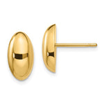 Lataa kuva Galleria-katseluun, 14k Yellow Gold 12 x 6mm Oval Button Geometric Style Stud Post Earrings
