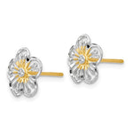 Afbeelding in Gallery-weergave laden, 14k Yellow Gold and Rhodium Flower Stud Post Earrings
