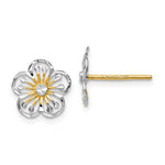 Load image into Gallery viewer, 14k Yellow Gold and Rhodium Flower Stud Post Earrings
