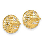Kép betöltése a galériamegjelenítőbe: 14k Yellow Gold Round Circle Mesh Modern Stud Post Earrings
