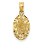 Indlæs billede til gallerivisning 14k Yellow Gold and Rhodium Blessed Virgin Mary Miraculous Medal Oval Small Pendant Charm

