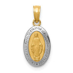 Carica l&#39;immagine nel visualizzatore di Gallery, 14k Yellow Gold and Rhodium Blessed Virgin Mary Miraculous Medal Oval Small Pendant Charm
