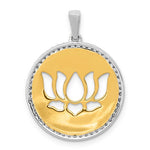 Afbeelding in Gallery-weergave laden, 14k Yellow White Gold Two Tone Diamond Lotus Flower Pendant Charm
