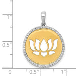 Kép betöltése a galériamegjelenítőbe: 14k Yellow White Gold Two Tone Diamond Lotus Flower Pendant Charm
