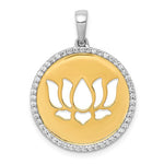 Afbeelding in Gallery-weergave laden, 14k Yellow White Gold Two Tone Diamond Lotus Flower Pendant Charm
