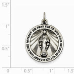 將圖片載入圖庫檢視器 Sterling Silver Blessed Virgin Mary Miraculous Medal Round Pendant Charm
