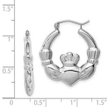 Lataa kuva Galleria-katseluun, Sterling Silver Rhodium Plated Claddagh Hoop Earrings 24mm
