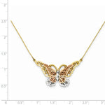 Carregar imagem no visualizador da galeria, 14k Gold Tri Color Butterfly Necklace 17 inches
