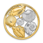 이미지를 갤러리 뷰어에 로드 , 14k Yellow Gold Rhodium Sand Dollar Starfish Scallop Clam Conch Shell Chain Slide Pendant Charm
