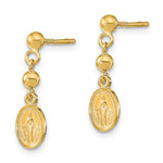 將圖片載入圖庫檢視器 14k Yellow Gold Blessed Virgin Mary Miraculous Medal Dangle Earrings
