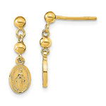 將圖片載入圖庫檢視器 14k Yellow Gold Blessed Virgin Mary Miraculous Medal Dangle Earrings
