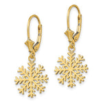 Ladda upp bild till gallerivisning, 14k Yellow Gold Snowflake Leverback Dangle Earrings
