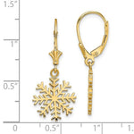 Cargar imagen en el visor de la galería, 14k Yellow Gold Snowflake Leverback Dangle Earrings
