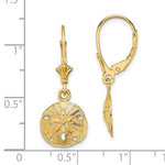 이미지를 갤러리 뷰어에 로드 , 14k Yellow Gold Sand Dollar Starfish Leverback Dangle Earrings
