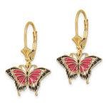 Indlæs billede til gallerivisning 14k Yellow Gold Enamel Butterfly Leverback Dangle Earrings
