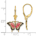Indlæs billede til gallerivisning 14k Yellow Gold Enamel Butterfly Leverback Dangle Earrings
