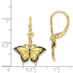 Carica l&#39;immagine nel visualizzatore di Gallery, 14k Yellow Gold Enamel Yellow Butterfly Leverback Dangle Earrings
