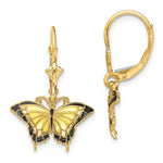 Ladda upp bild till gallerivisning, 14k Yellow Gold Enamel Yellow Butterfly Leverback Dangle Earrings

