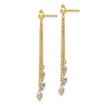 Carregar imagem no visualizador da galeria, 14k Yellow White Gold Two Tone Multi Chain Faceted Bead Ball Dangle Earrings
