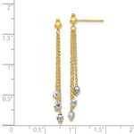 이미지를 갤러리 뷰어에 로드 , 14k Yellow White Gold Two Tone Multi Chain Faceted Bead Ball Dangle Earrings
