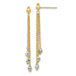 Carregar imagem no visualizador da galeria, 14k Yellow White Gold Two Tone Multi Chain Faceted Bead Ball Dangle Earrings
