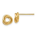 Cargar imagen en el visor de la galería, 14k Yellow Gold 7mm Classic Love Knot Stud Post Earrings
