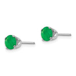Lataa kuva Galleria-katseluun, 14k White Gold 5mm Round Emerald Stud Earrings May Birthstone
