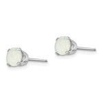 Afbeelding in Gallery-weergave laden, 14k White Gold 5mm Round Opal Stud Earrings October Birthstone
