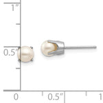 Kép betöltése a galériamegjelenítőbe: 14k White Gold 5mm Round Freshwater Cultured Pearl Stud Earrings June Birthstone
