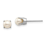 Carregar imagem no visualizador da galeria, 14k White Gold 5mm Round Freshwater Cultured Pearl Stud Earrings June Birthstone
