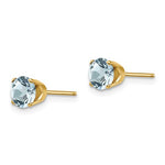 Загрузить изображение в средство просмотра галереи, 14k Yellow Gold 5mm Round Aquamarine Stud Earrings March Birthstone
