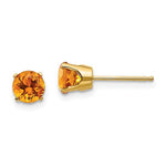 Charger l&#39;image dans la galerie, 14k Yellow Gold 5mm Round Citrine Stud Earrings November Birthstone
