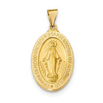 Charger l&#39;image dans la galerie, 14k Yellow Gold Blessed Virgin Mary Miraculous Medal Oval Spanish Version Pendant Charm
