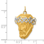 Cargar imagen en el visor de la galería, 14k Yellow Gold Rhodium Jesus Christ Face Head Pendant Charm
