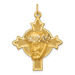 Kép betöltése a galériamegjelenítőbe: 14k Yellow Gold Jesus Christ Face Head  Cross Pendant Charm
