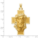 Carica l&#39;immagine nel visualizzatore di Gallery, 14k Yellow Gold Jesus Christ Face Head  Cross Pendant Charm
