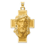 Kép betöltése a galériamegjelenítőbe: 14k Yellow Gold Jesus Christ Face Head  Cross Pendant Charm
