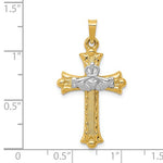 Carregar imagem no visualizador da galeria, 14k Yellow White Gold Two Tone Celtic Claddagh Cross Pendant Charm
