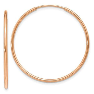 14k Rose Gold Classic Endless Round Hoop Earrings 29mm x 1.25mm
