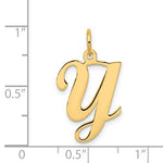 Kép betöltése a galériamegjelenítőbe: 14K Yellow Gold Initial Letter Y Cursive Script Alphabet Pendant Charm
