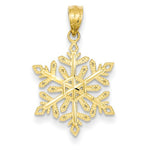Kép betöltése a galériamegjelenítőbe: 14k Yellow Gold Diamond Cut Snowflake Pendant Charm
