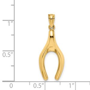 14k Yellow Gold Wishbone Pendant Charm